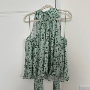Zara Green Polka Dot Sleeveless Top